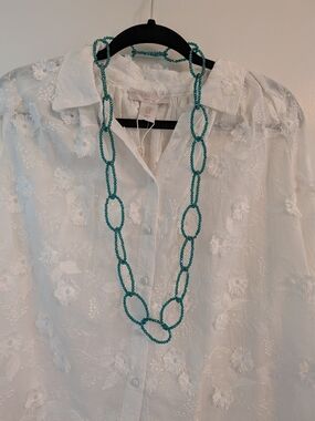 Teal Beaded Loop Necklace